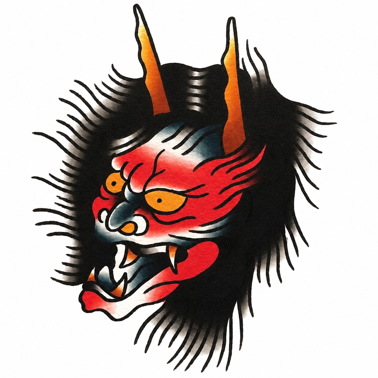 Hannya mask tattoo design